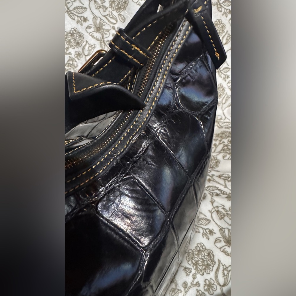 Dooney & Bourke Black Crocodile-Embossed Shoulder Bag - Picture 6 of 14